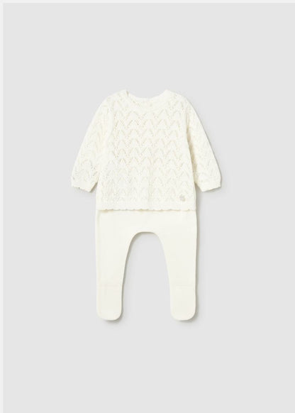 Newborn Girl Knit Pants and Sweater Set 1594