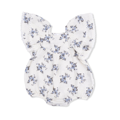 Organic Muslin V-Neck Bubble Romper