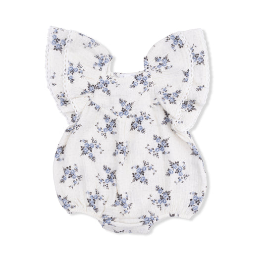 Organic Muslin V-Neck Bubble Romper