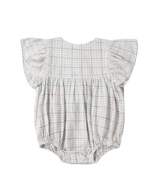 Kalea Romper|| Light Blue Plaid