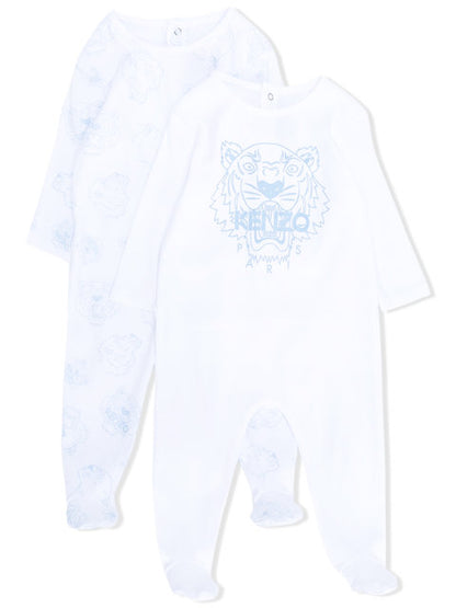 Kenzo Kids logo print babygrow set blue