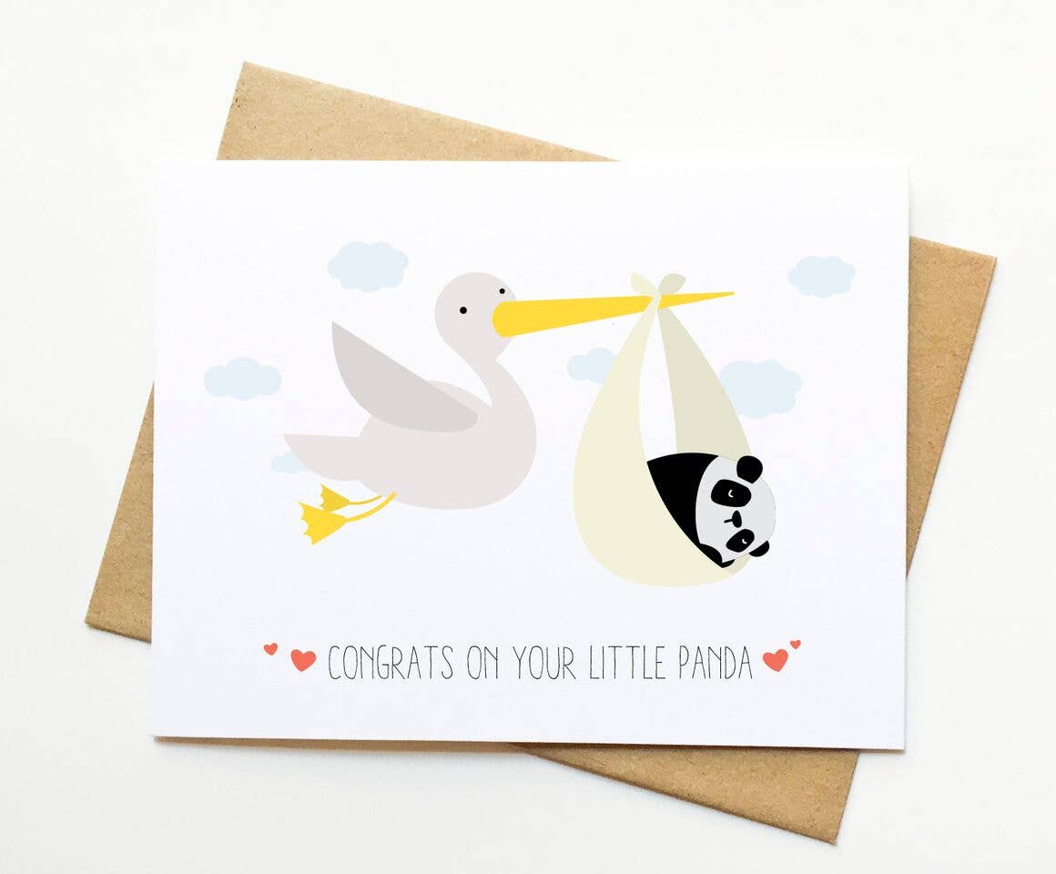 Le Trango Studios - Baby Panda with Stork Card