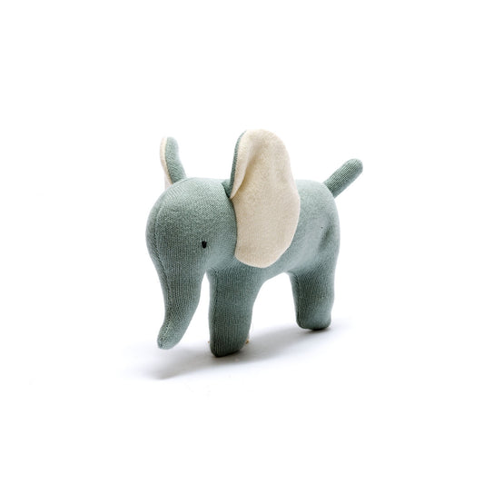 Organic Cotton Teal Elephant Plush Baby Toy