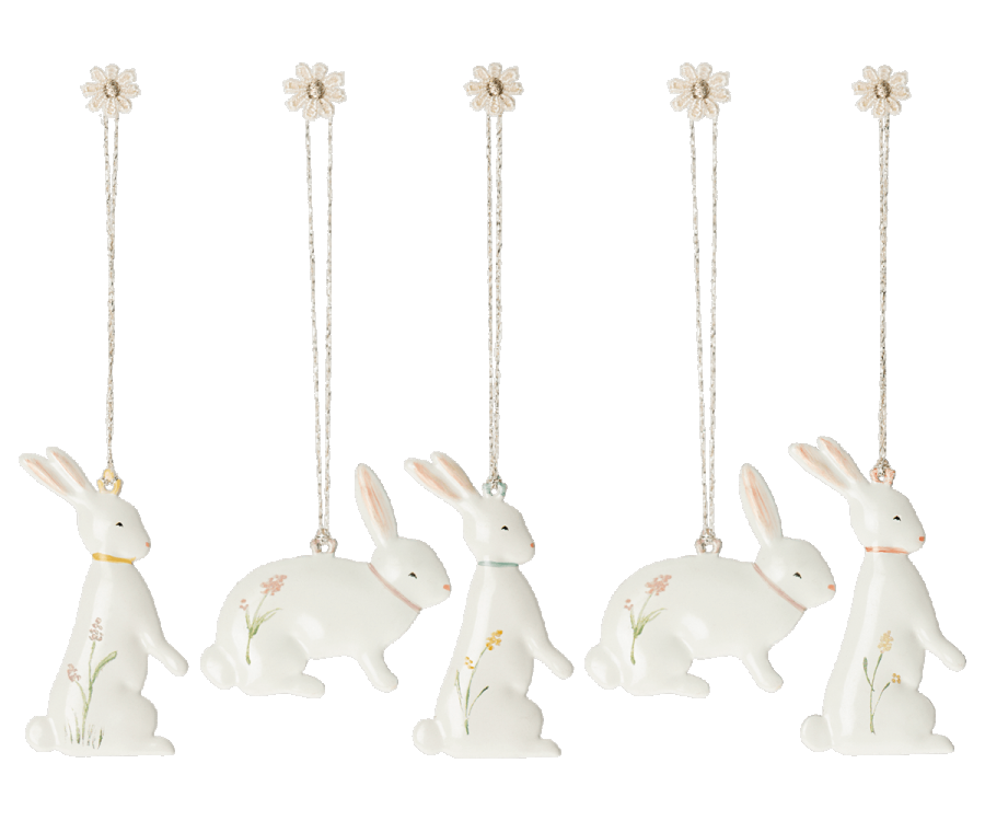 Easter bunny ornaments, 5 pcs.