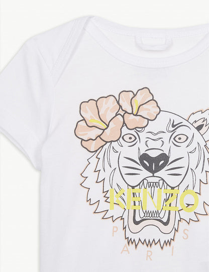 Kenzo Kids Floral tiger logo cotton T-shirt