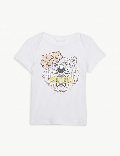 Kenzo Kids Floral tiger logo cotton T-shirt