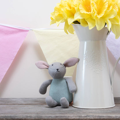 Organic Cotton Knitted Bunny Soft Toy in Teal