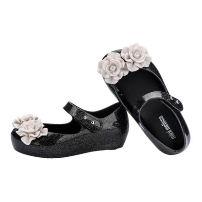 Mini Melissa Black & White Flower Jelly Shoes