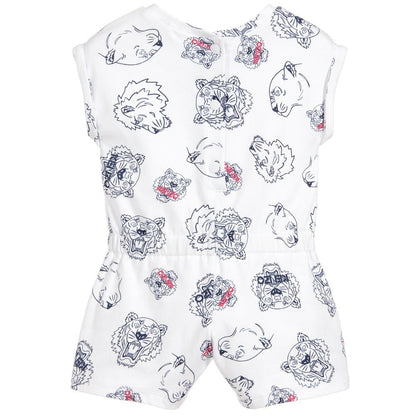 Kenzo Kids White Tiger & Friends Playsuit