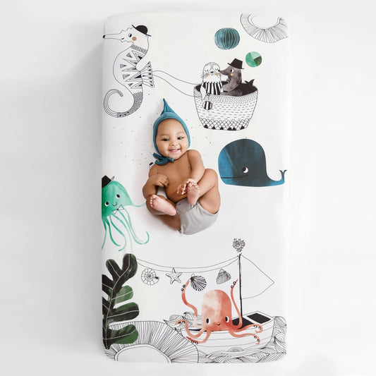 Rookie Humans - Standard Size Crib Sheet Underwater Love
