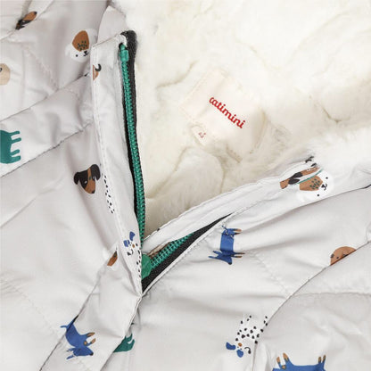 Lined white cats and dogs printed snowsuit Raining Cats & Dogs